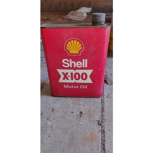 Ancien bidon d'huile SHELL X-100 Collection