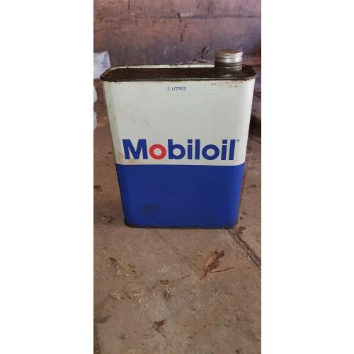 Ancien bidon d'huile MOBILOIL 2L Collection Garage