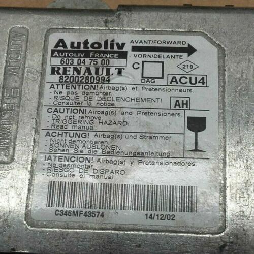 603 04 75 00 / 8200280994 boitier calculateur airbag RENAULT MEGANE II