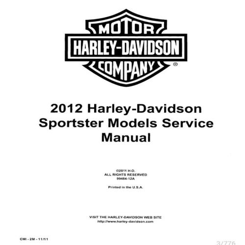 HARLEY DAVIDSON Motorcycle 2012 SPORTSTER SERVICE MANUAL 99484-12A OEM