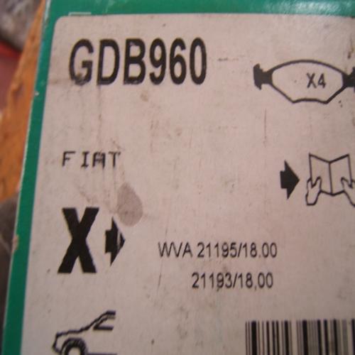 Plaquettes de Frein AVANT fiat ELBA DUNA GDB960