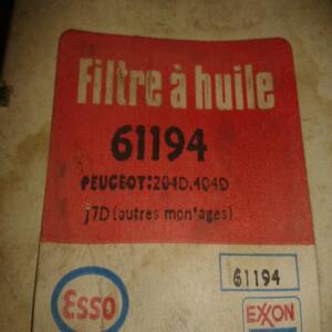 Filtre à huile ESSO (papier) pour Peugeot 204 404 J7 diesel