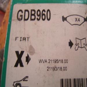 Plaquettes de Frein AVANT fiat ELBA DUNA GDB960