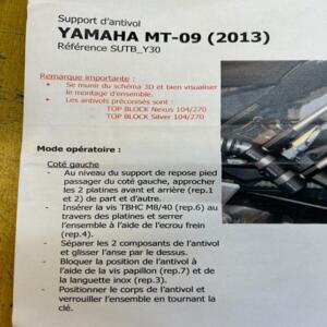 SUPPORT ANTIVOL MOTO TOP BLOCK sutb_y30 YAMAHA MT-09 2014 2020 sutby30