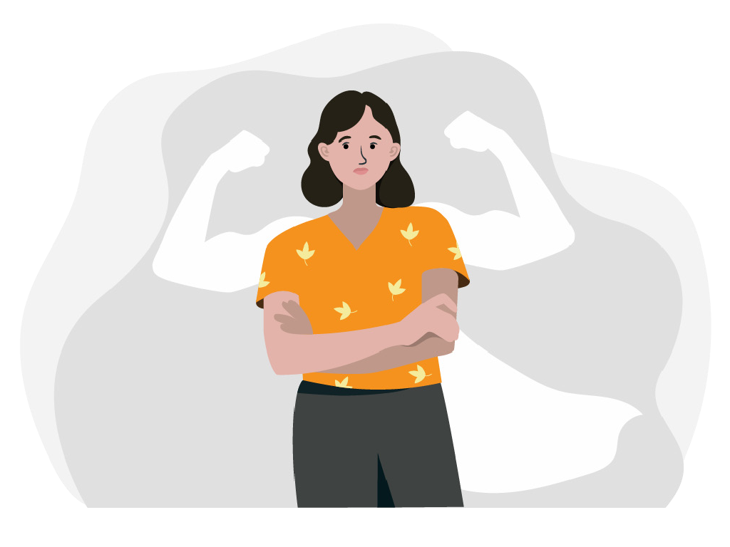 Mädchen mit verschränkten Armen, trägt Superwoman-Cape