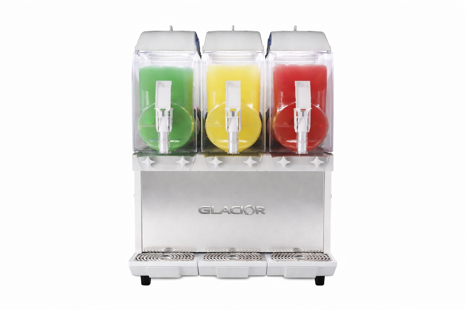 GLACIØR AXIS PRO 3 Machine à granité professionnelle – 3 cuves × 11 L – Blanc