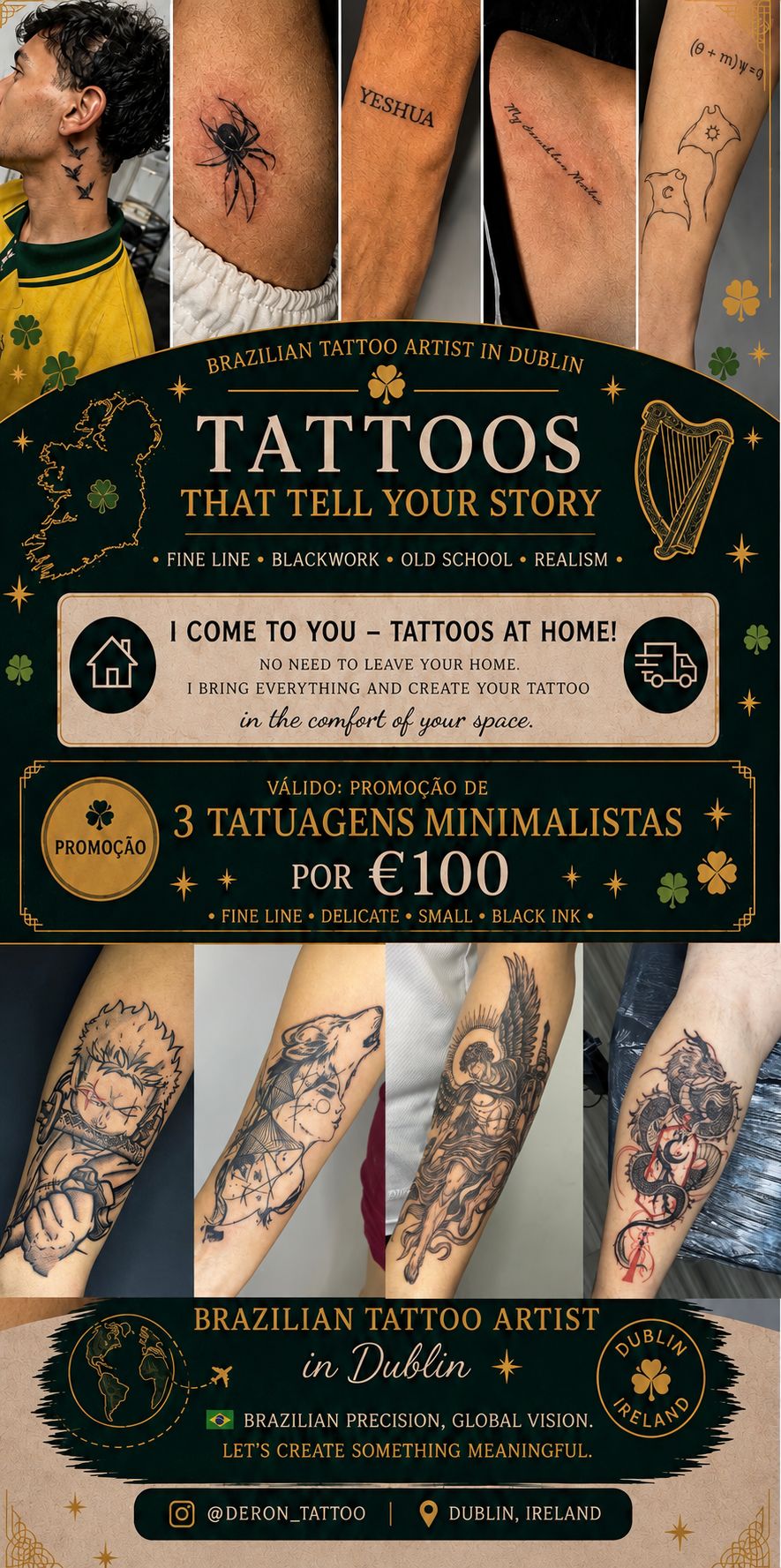 Tatuagens em casa por artista brasileiro