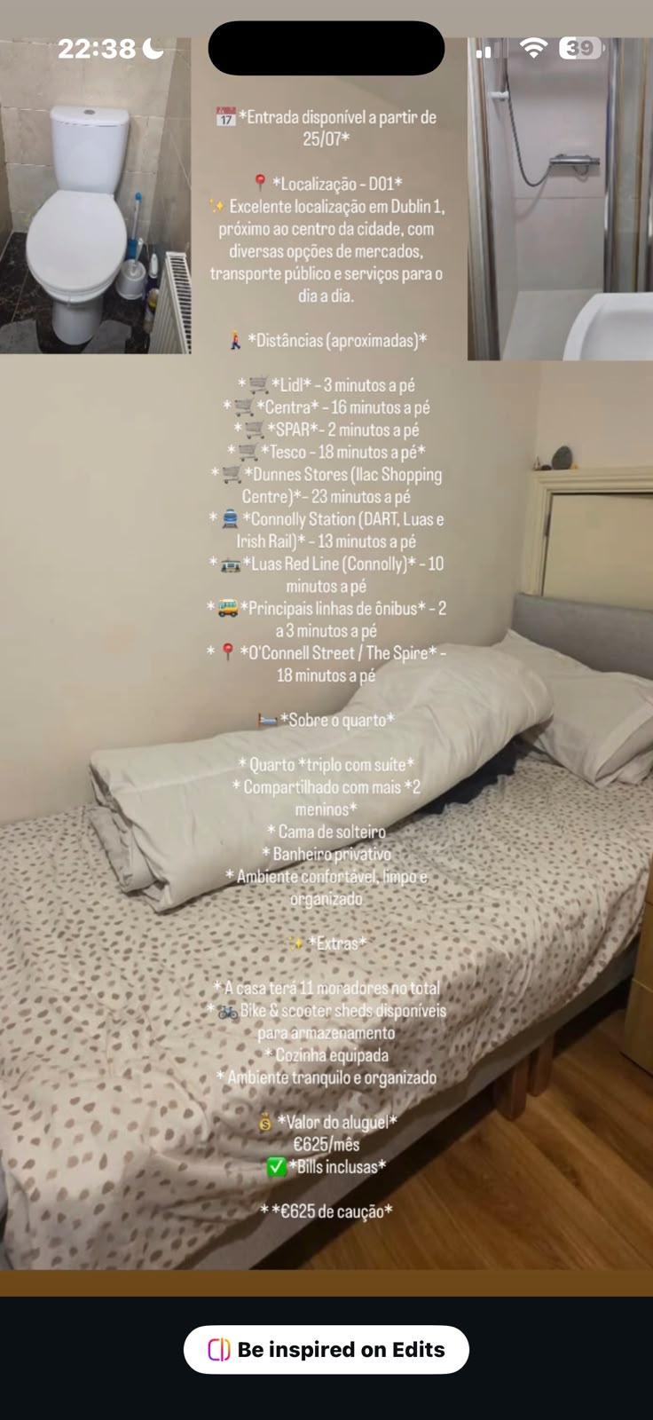 Quarto triplo com suíte em Dublin 1