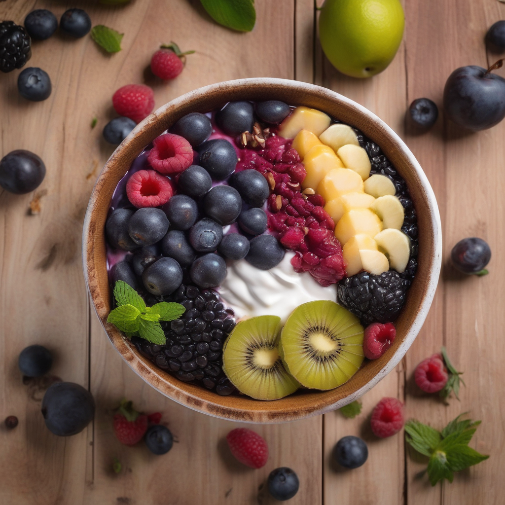 Montagem de açaí com complementos