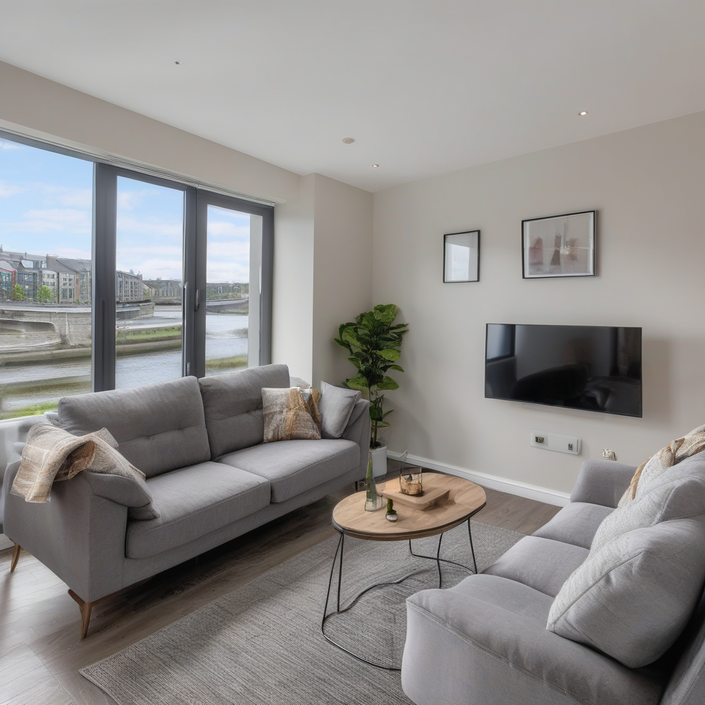 Vaga em apto mobiliado com vista para o Rio Liffey