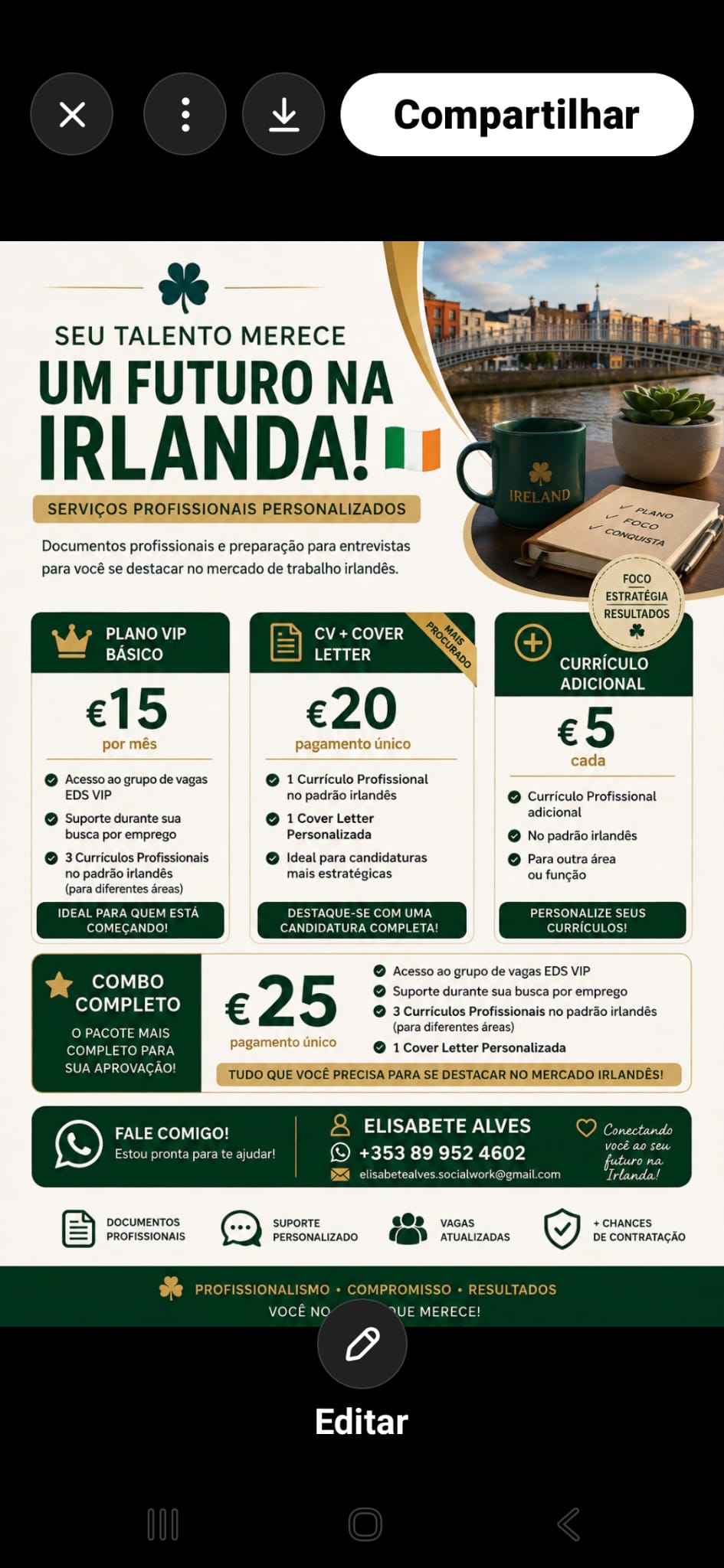 Serviços de preparação de documentos para emprego na Irlanda