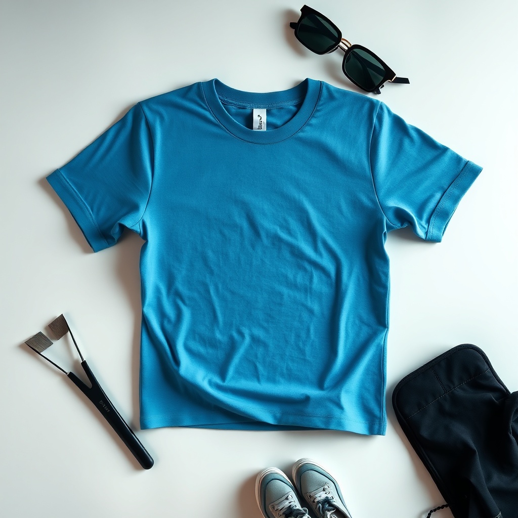 Camisetas azul p feminina baby look
