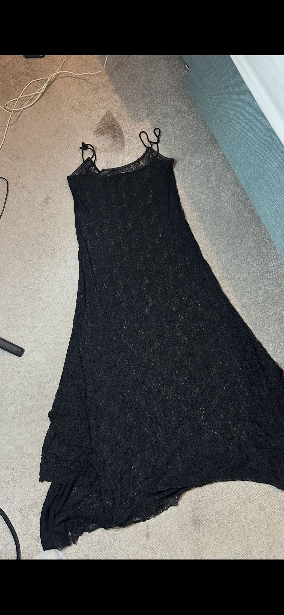 Vestido longo preto de renda Zara