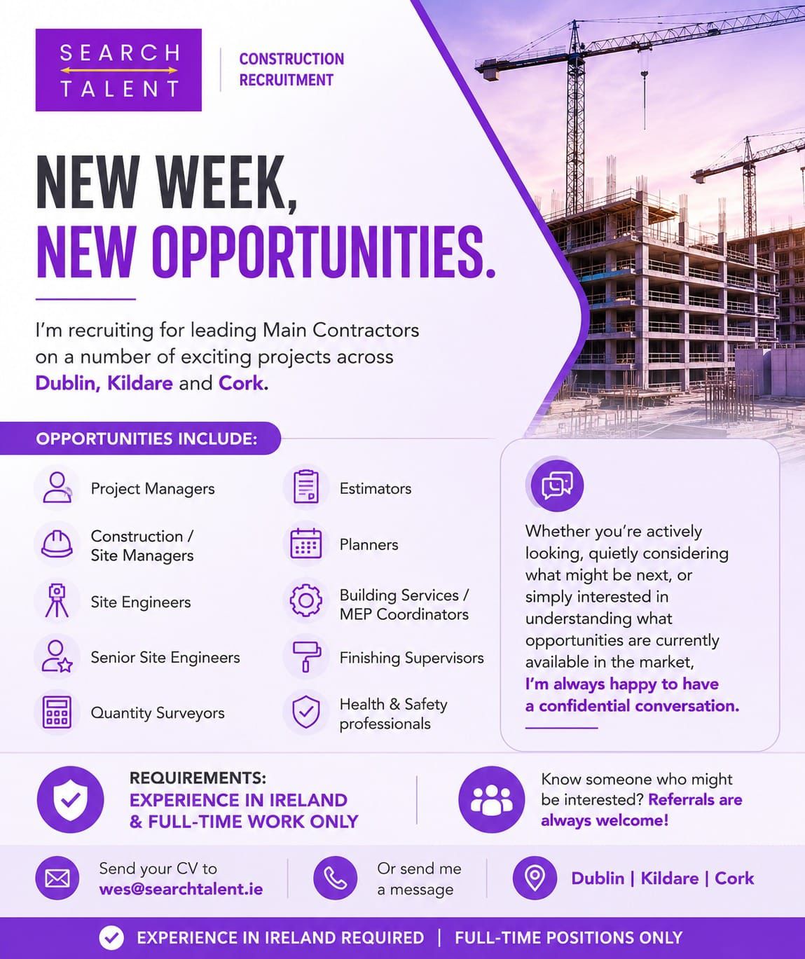 Recrutamento de profissionais de construção