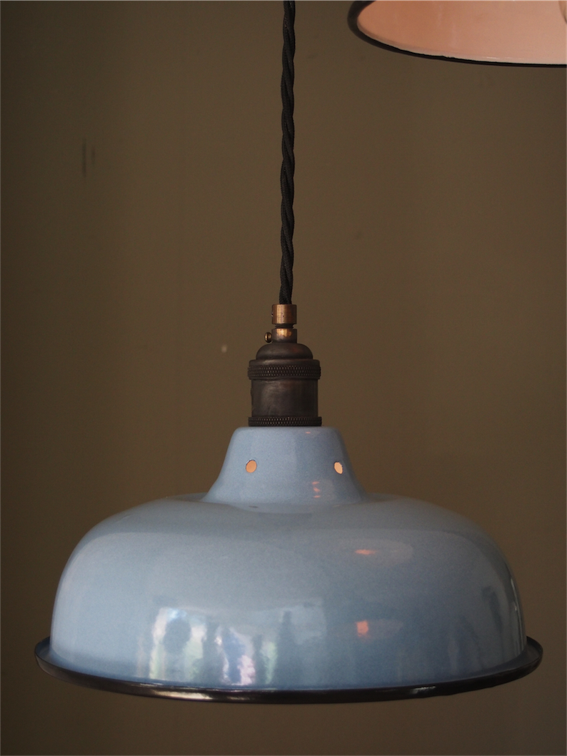 abat jour emaille lampe industrielle bleu ciel – Image 9