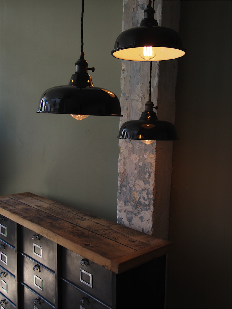 pantalla esmaltada negra lámpara industrial - Image 3