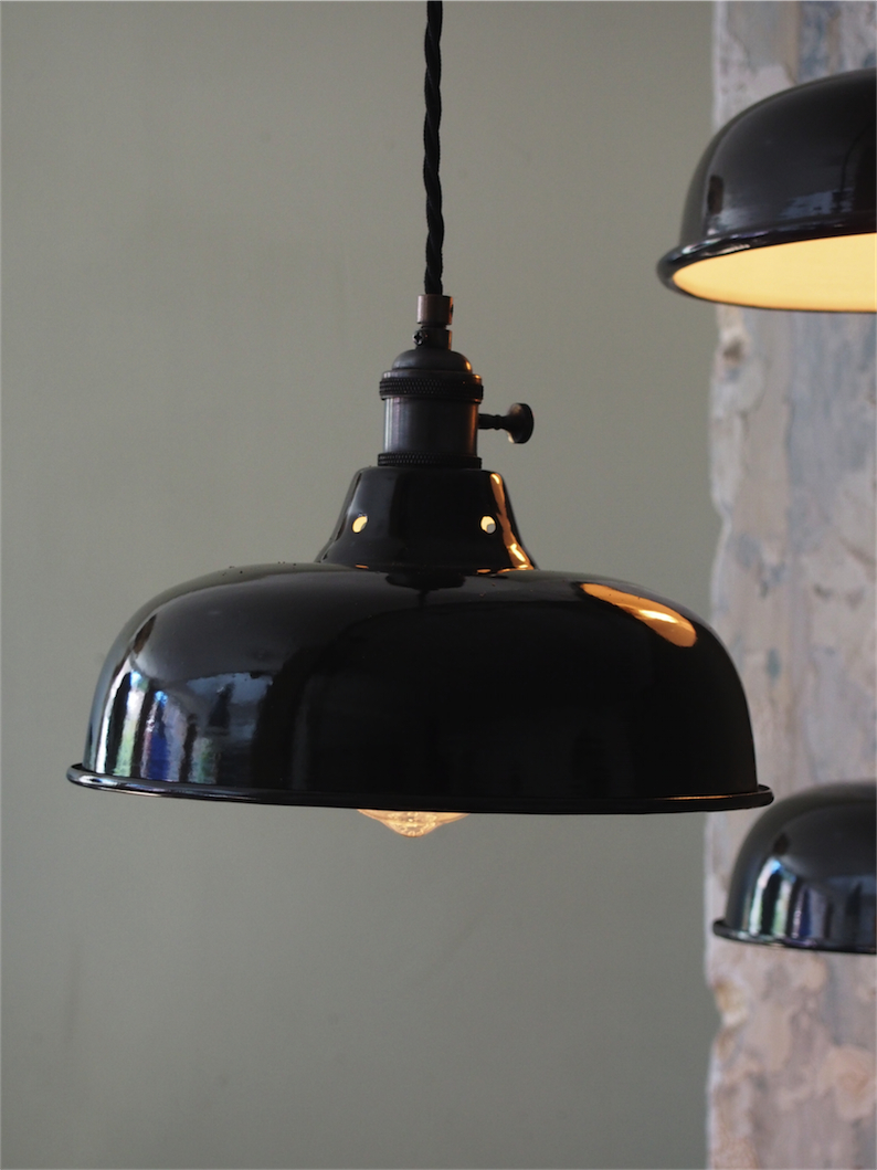 pantalla esmaltada negra lámpara industrial - Image 4