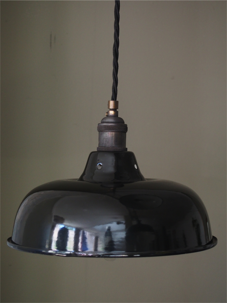 pantalla esmaltada negra lámpara industrial - Image 6