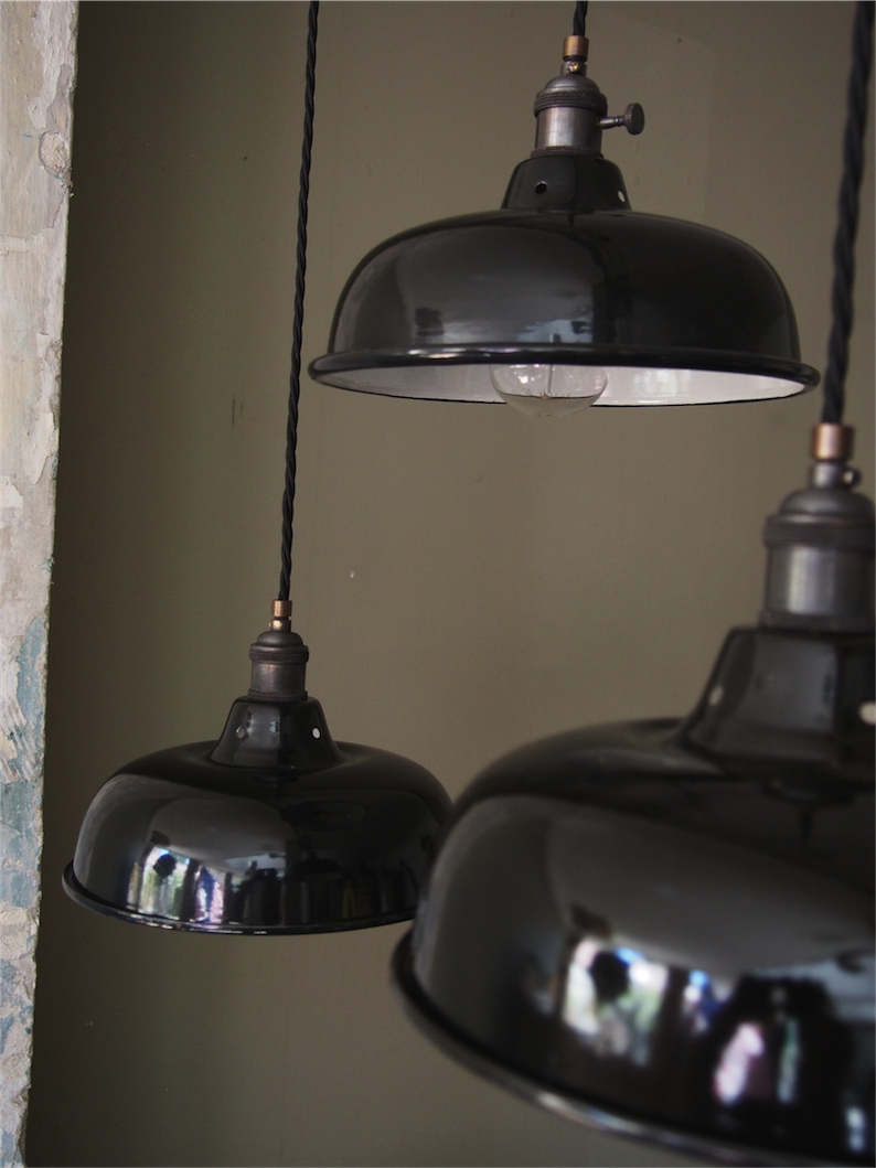 pantalla esmaltada negra lámpara industrial - Image 9