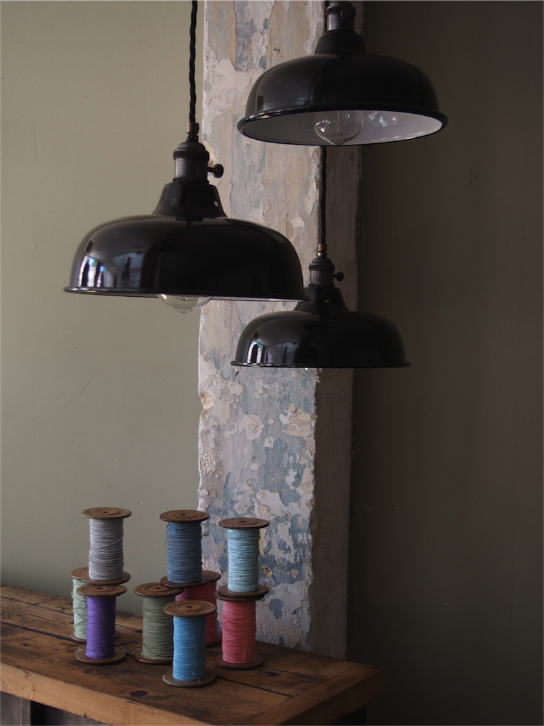 pantalla esmaltada negra lámpara industrial - Image 12