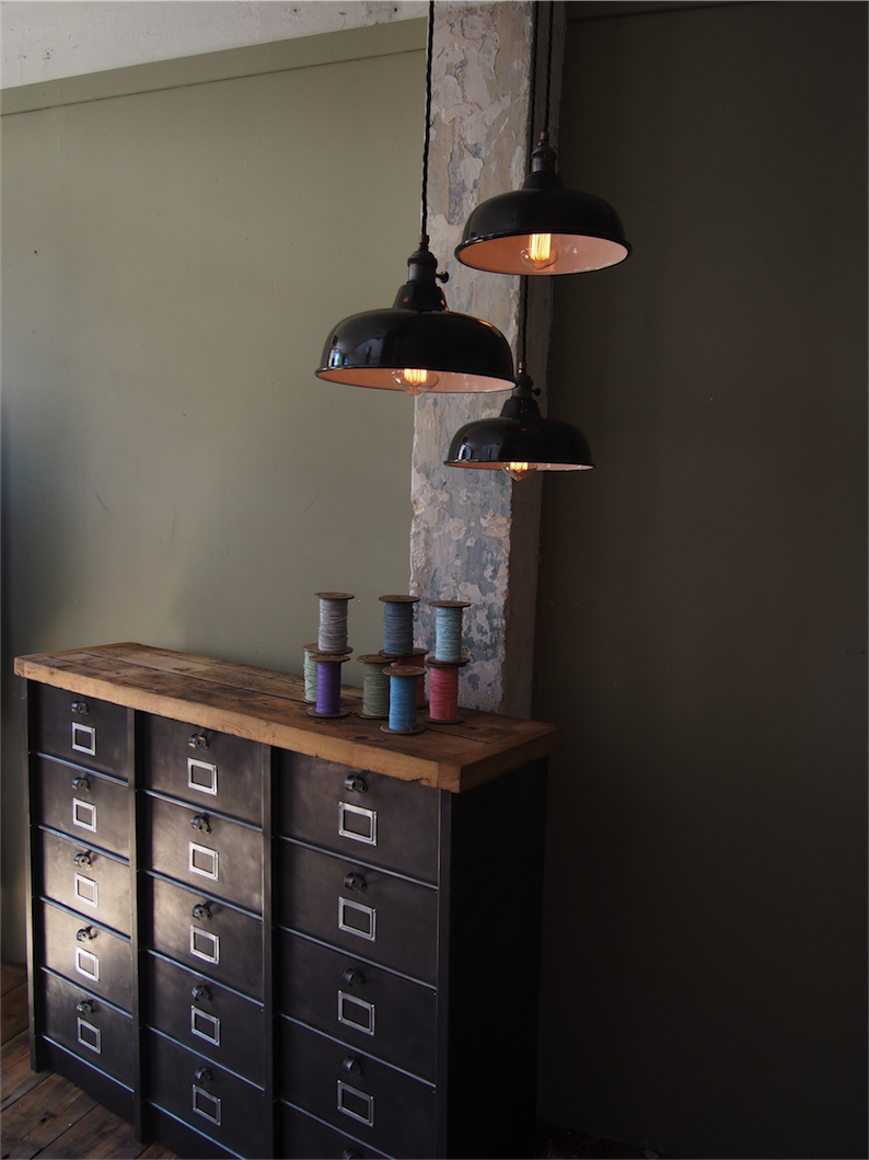 pantalla esmaltada negra lámpara industrial - Image 14