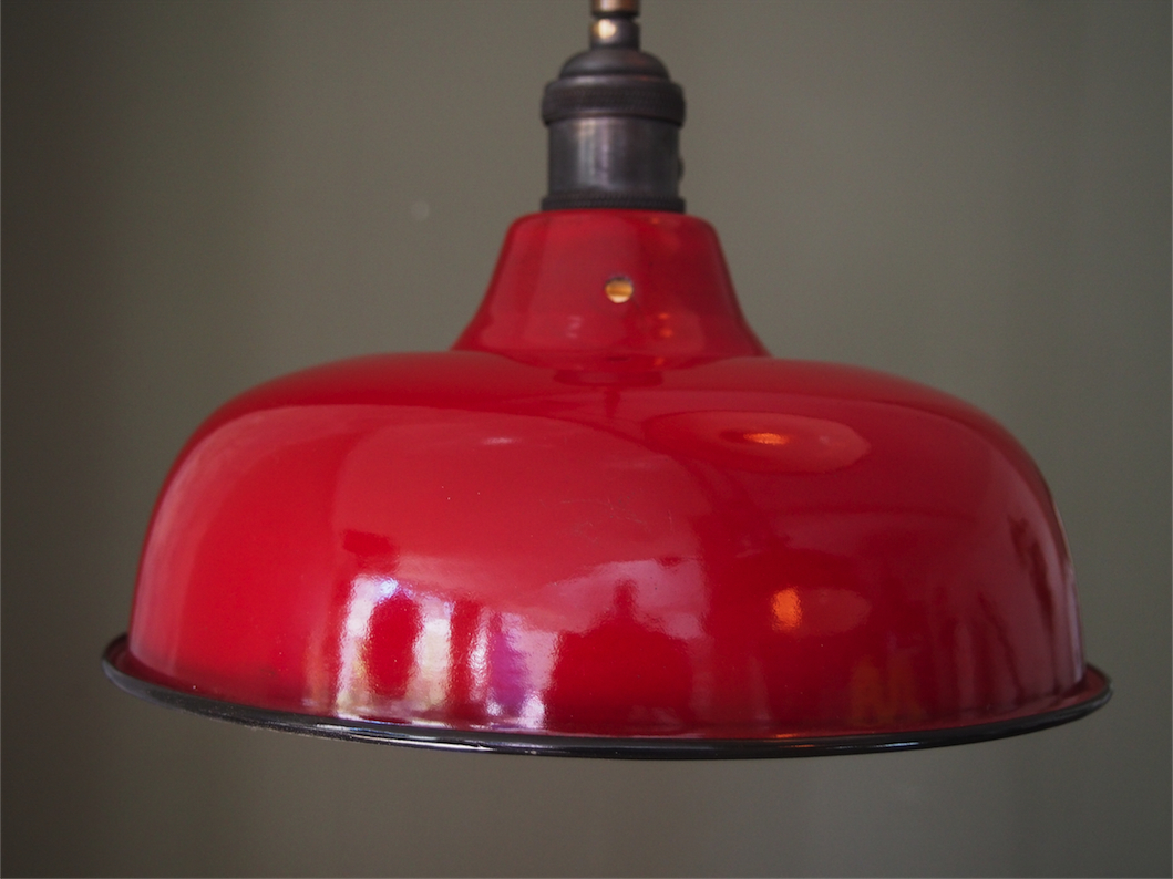 abat jour emaille lampe industrielle rouge – Image 6