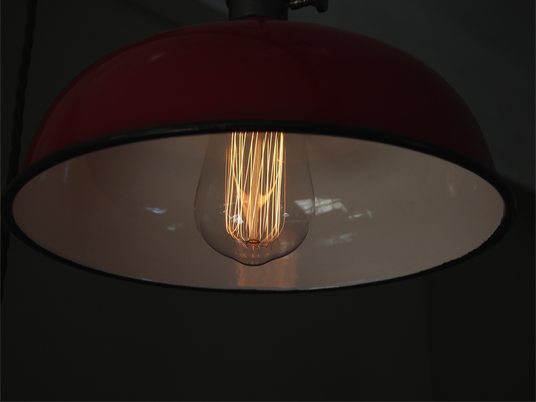 abat jour emaille lampe industrielle rouge – Image 9