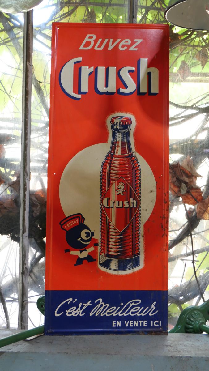 buvez crush ancienne grande Tole publicitaire année 1960 – Image 2