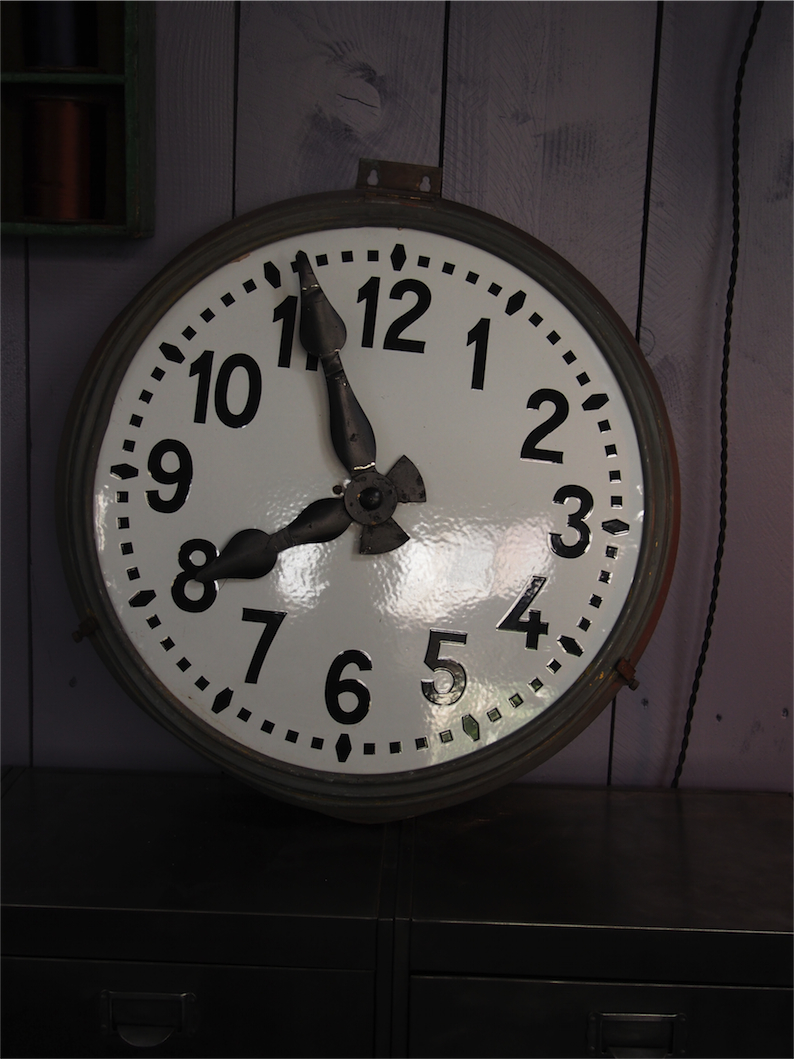 ancienne grande horloge de gare cadran emallé – Image 8