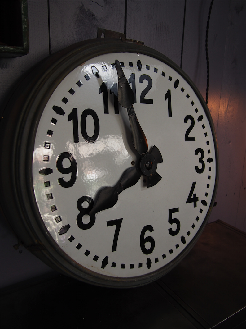 ancienne grande horloge de gare cadran emallé – Image 3