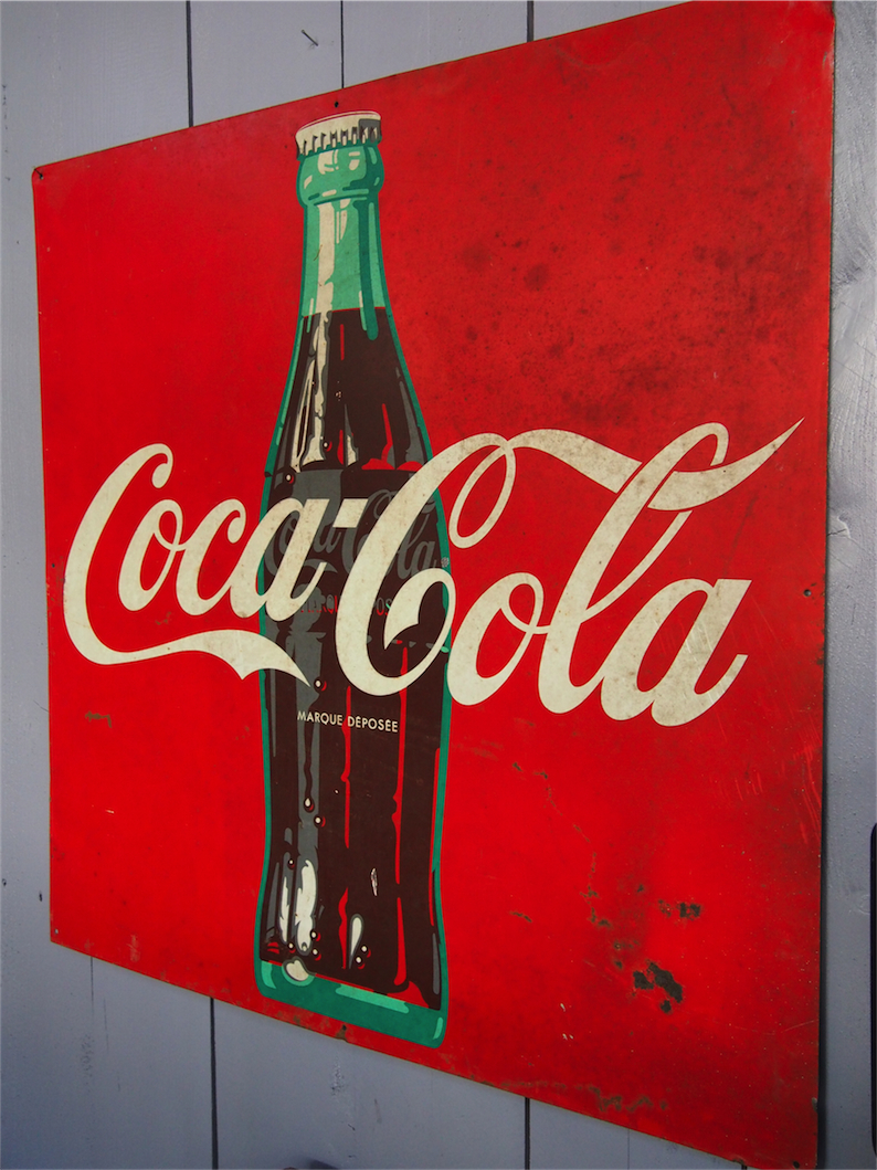 grande plaque publicitaire metal Coca Cola dans son jus – Image 2