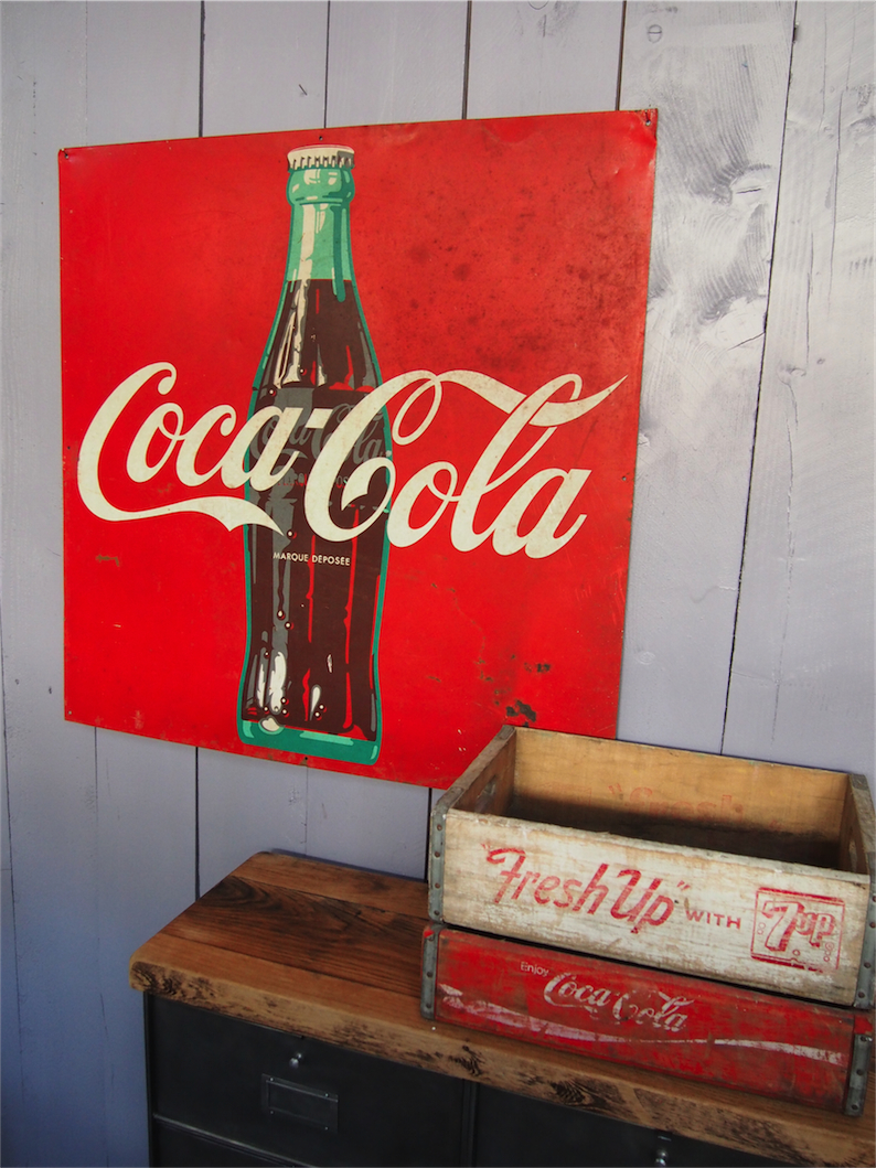 grande plaque publicitaire metal Coca Cola dans son jus – Image 3