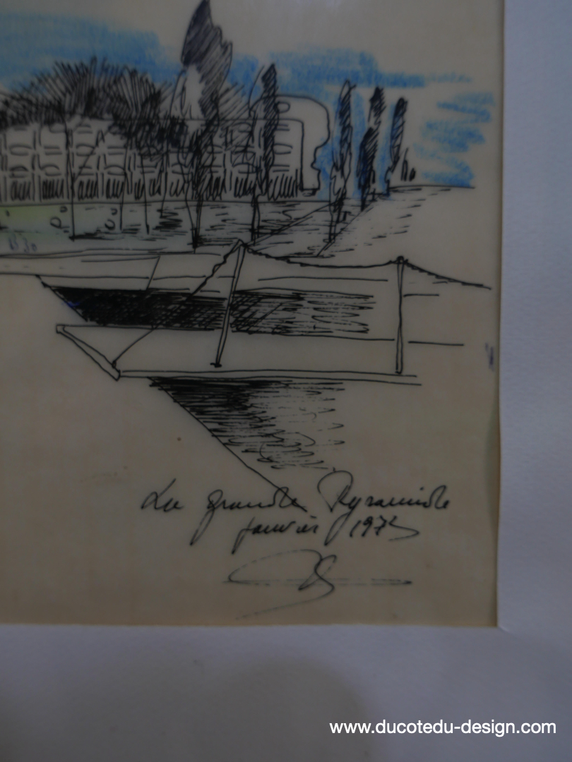 magnifique dessin de 1973 d'architecte Jean Balladur pyramide de la grande motte – Image 6