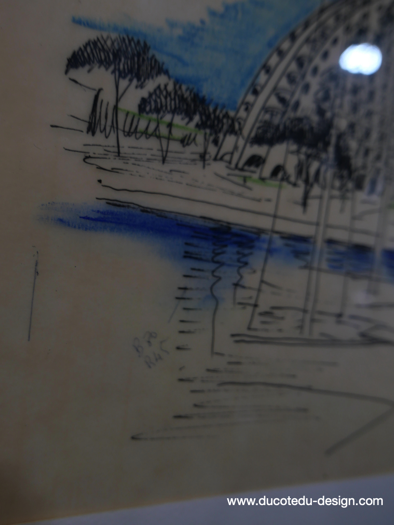 magnifique dessin de 1973 d'architecte Jean Balladur pyramide de la grande motte – Image 9