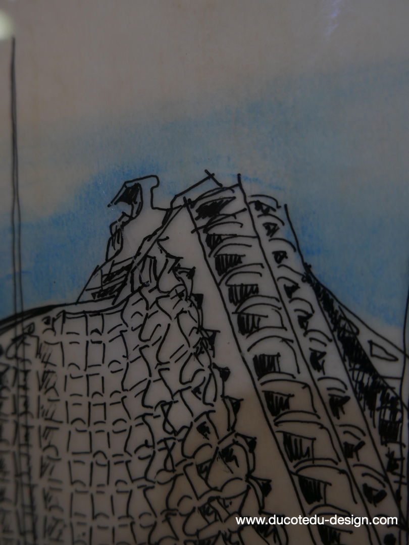 magnifique dessin de 1973 d'architecte Jean Balladur pyramide de la grande motte – Image 10