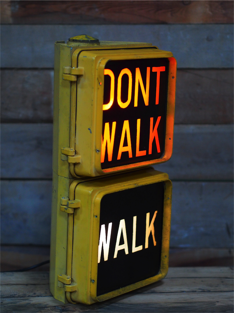 New York feu dont walk americain vintage USA jaune d'origine – Image 10