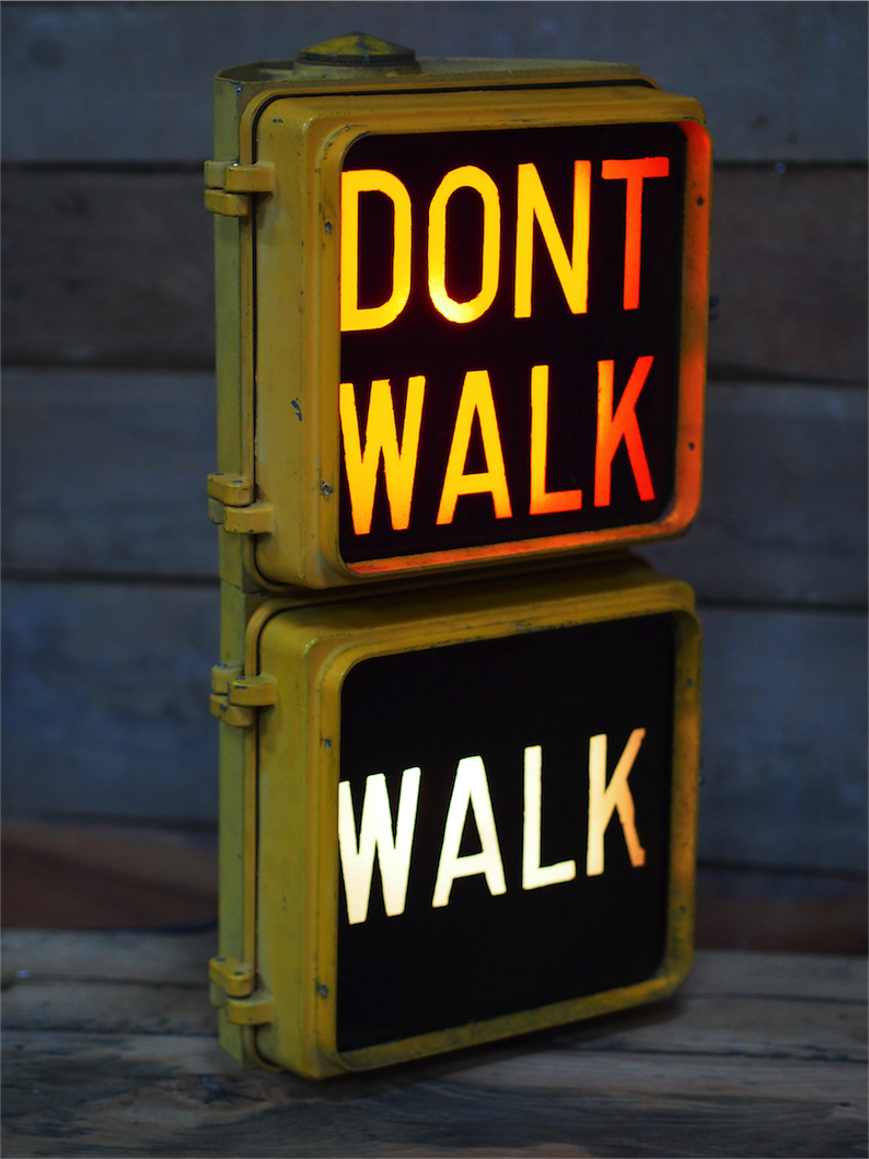 New York feu dont walk americain vintage USA jaune d'origine – Image 4