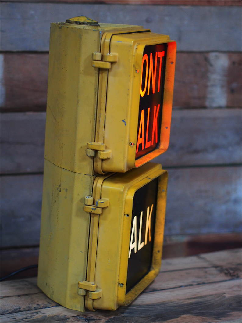 New York feu dont walk americain vintage USA jaune d'origine – Image 8