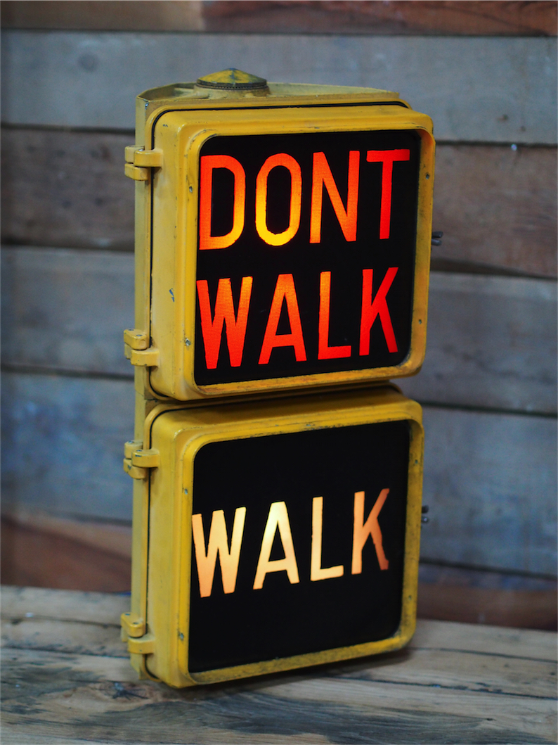 New York feu dont walk americain vintage USA jaune d'origine – Image 2