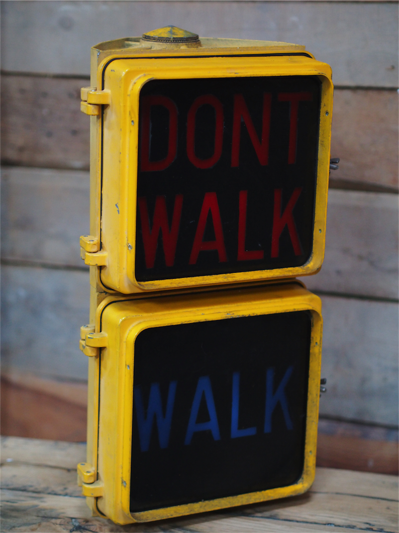 New York feu dont walk americain vintage USA jaune d'origine – Image 3