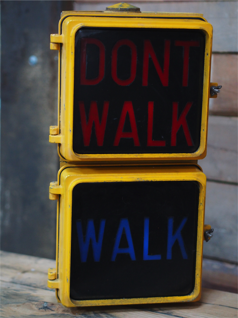 New York feu dont walk americain vintage USA jaune d'origine – Image 7