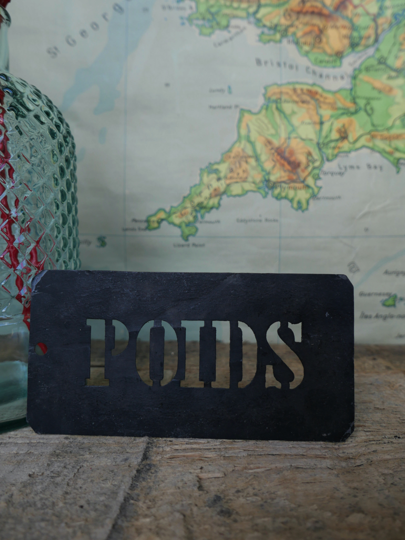 ancien pochoir marquage transport caisse de musee / Poids – Image 3