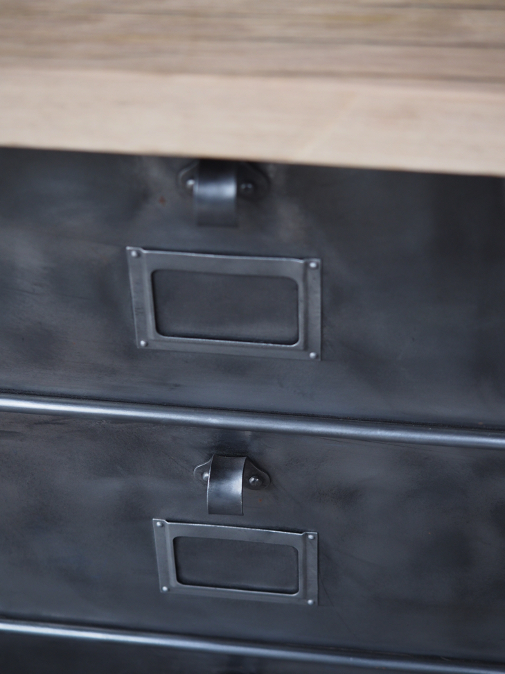 ancien grand meuble 12 casiers industriel strafor plateauchene massif – Image 9