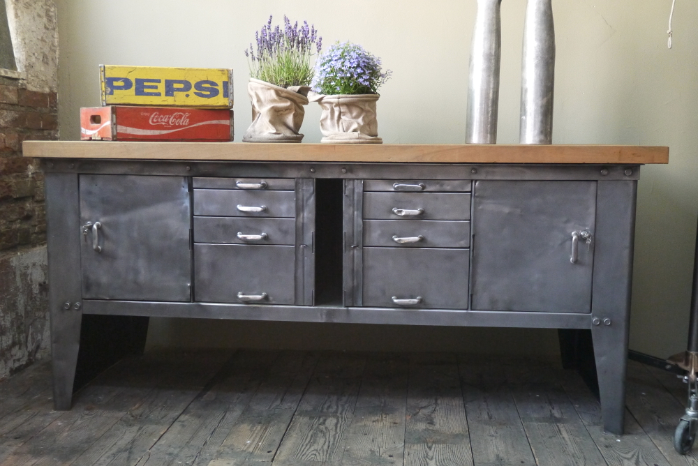 grand etabli bureau console industriel biguet atelier Renault – Image 2