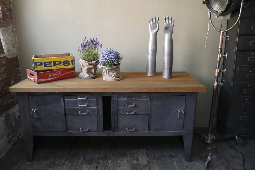 grand etabli bureau console industriel biguet atelier Renault – Image 8