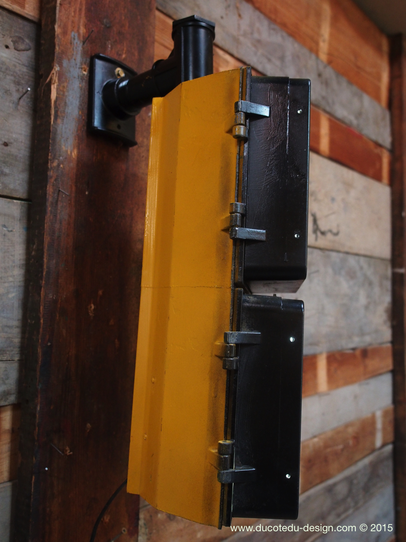 New York feu dont walk americain vintage USA jaune d'origine avec fixations murale – Image 12