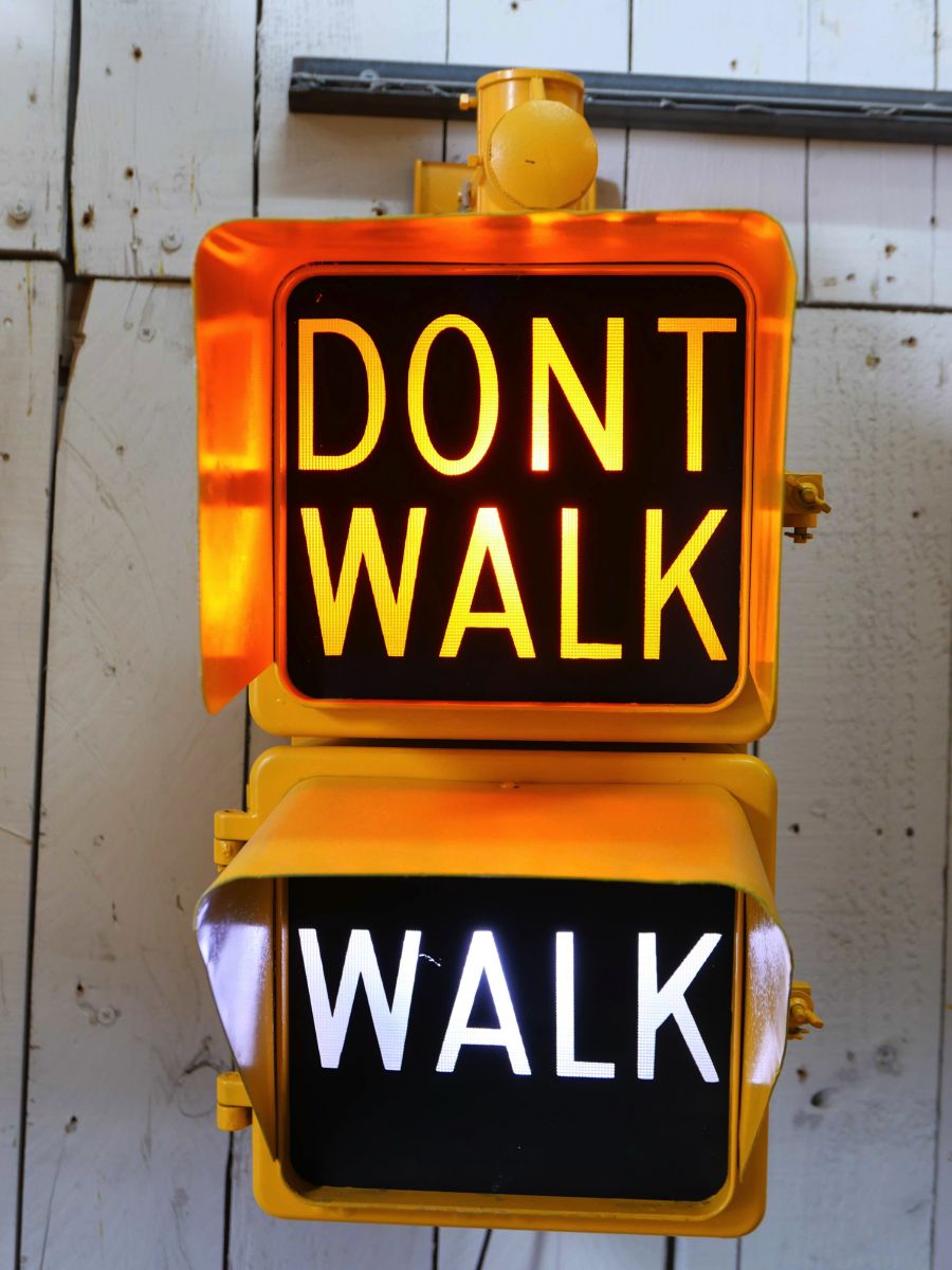 New York feu dont walk americain vintage USA jaune d'origine – Image 2