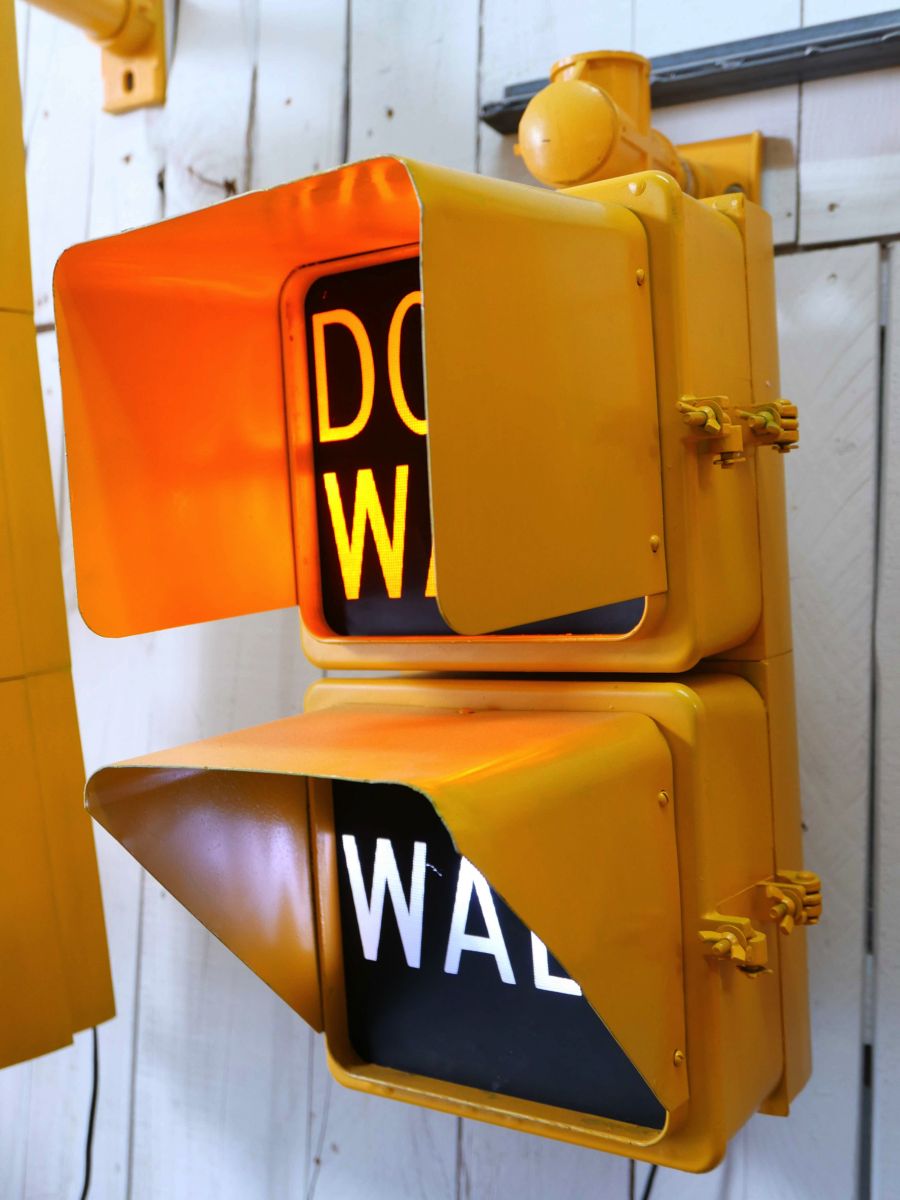 New York feu dont walk americain vintage USA jaune d'origine – Image 3