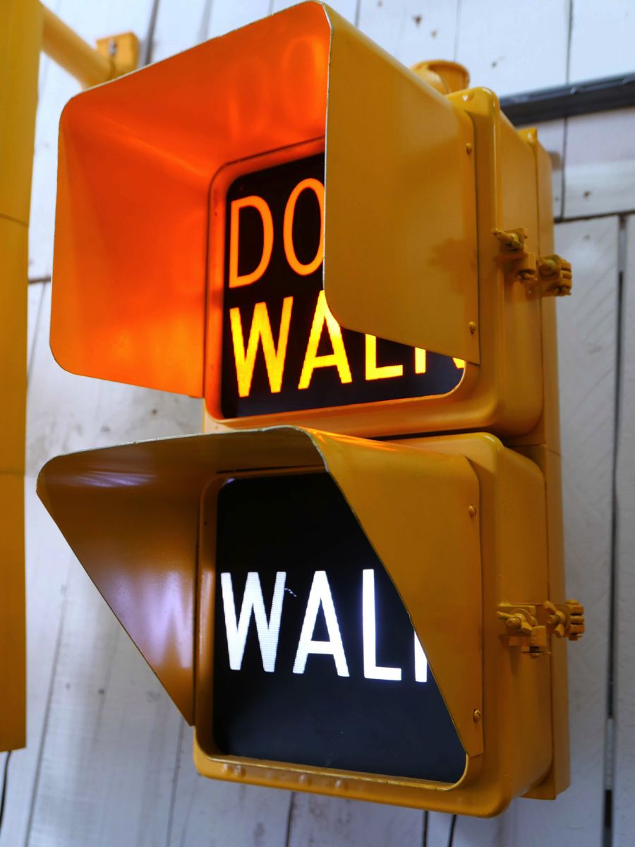 New York feu dont walk americain vintage USA jaune d'origine – Image 4