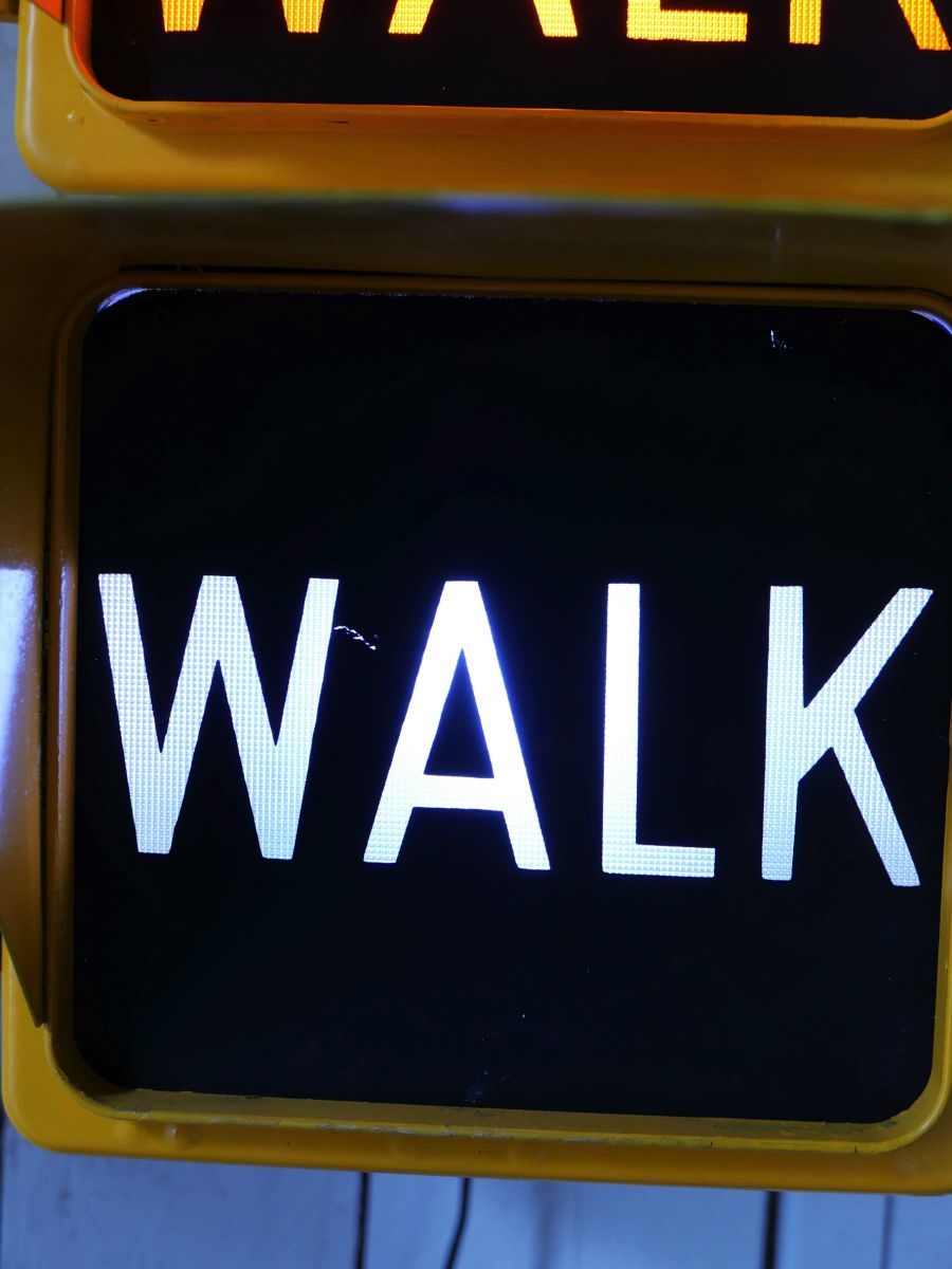 New York feu dont walk americain vintage USA jaune d'origine – Image 6